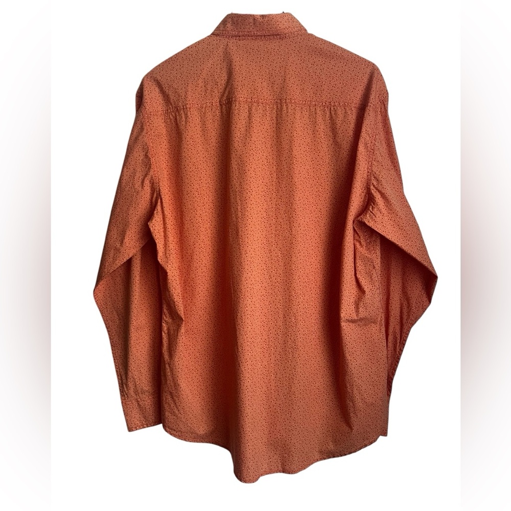 Johnston & Murphy Long Sleeve Shirt Pearl Snap Button Down Orange Calico Size XL - Picture 2 of 8